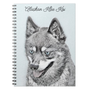 Caderno Espiral Pintura de Klee Kai no Alasca - Arte de Cachorro O