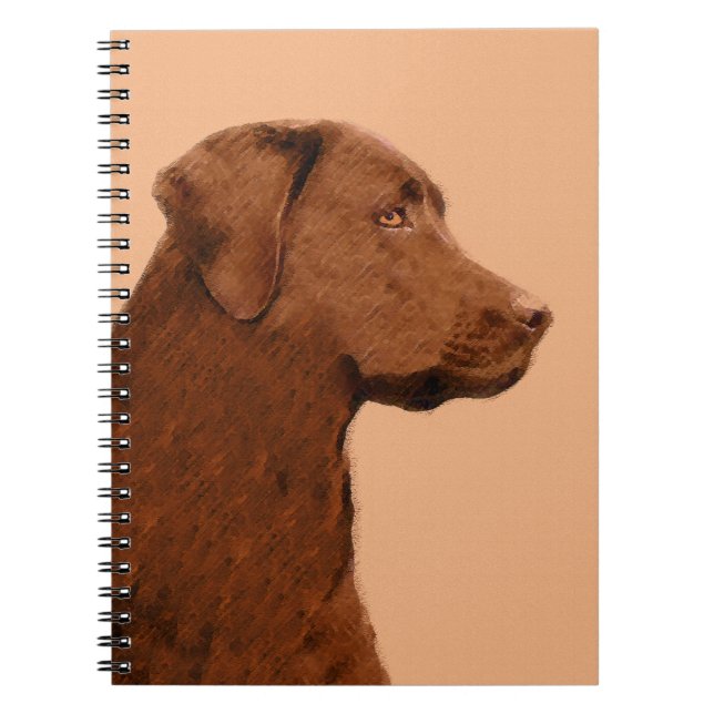 Caderno Espiral Pintura de Labrador Retriever (Chocolate) - Arte C (Frente)