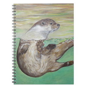 Caderno Espiral Pintura de Lontra do Rio Reprodutor