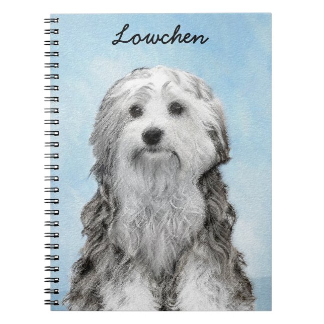 Caderno Espiral Pintura De Lowchen - Arte De Cachorro Original Cus (Frente)