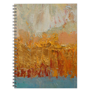 Caderno Espiral Pintura de óleo amarelo na canvas. Abstrato origin