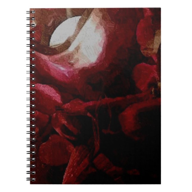 Caderno Espiral Pintura De Óleo Vermelho Escuro À Vista (Frente)