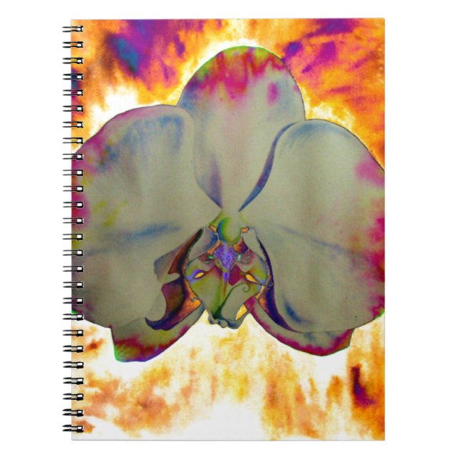 Caderno Espiral pintura de orquídea tropical abstrato floral (Frente)