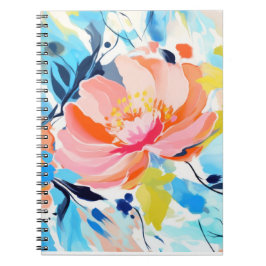 Caderno Espiral Pintura de padrão floral abstrato