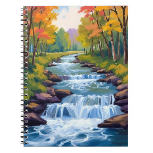 Caderno Espiral Pintura de Paisagem Natural de Cachoeira