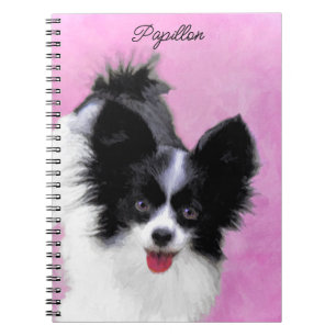 Caderno Espiral Pintura de Papillon (Branco e Preto) - Arte Canina