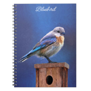 Caderno Espiral Pintura de pássaro-azul (feminina) - Arte de pássa