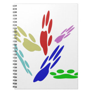 Caderno Espiral Pintura De Pata De Cachorro Com Bolinhas