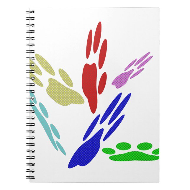 Caderno Espiral Pintura De Pata De Cachorro Com Bolinhas (Frente)