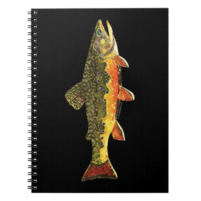 Caderno Espiral Pintura de Peixes de Brook Trout (Frente)