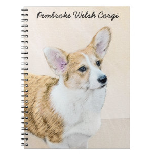 Caderno Espiral Pintura de Pembroke Welsh Corgi - Arte Original pa