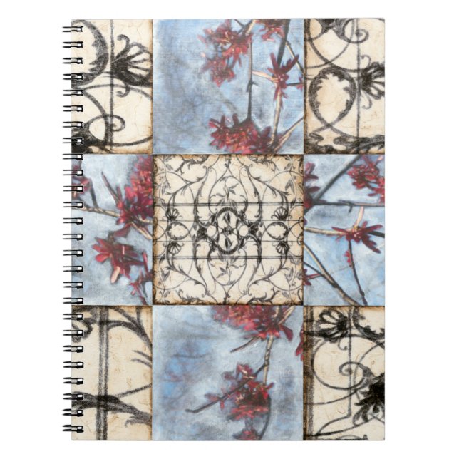 Caderno Espiral Pintura de Rolagem de Abstrato Paneled (Frente)