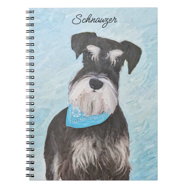 Caderno Espiral Pintura de Schnauzer (Miniatura) - Cachorro Origin (Frente)