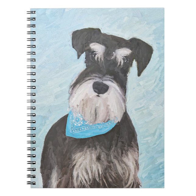Caderno Espiral Pintura de Schnauzer (Miniatura) - Cachorro Origin (Frente)