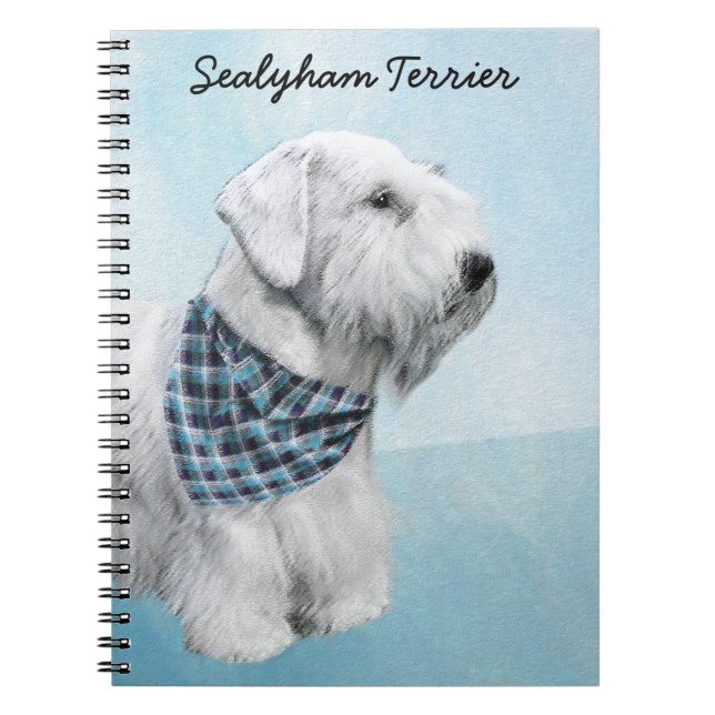 Caderno Espiral Pintura de Sealyham Terrier - Arte de Cachorro Ori (Frente)