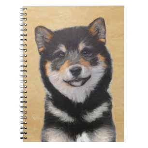 Caderno Espiral Pintura de Shiba Inu (preto e Tan) - arte do cão