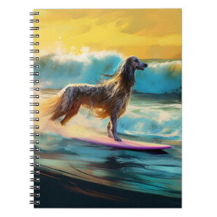 Caderno Espiral Pintura de surf em praia de hound afegã