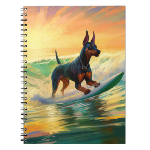 Caderno Espiral Pintura de Surf na Praia do Doberman