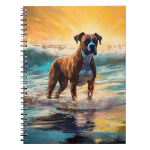 Caderno Espiral Pintura de surfe na praia do Boxer