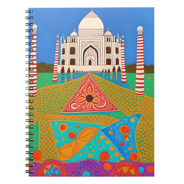 Caderno Espiral Pintura de Taj Mahal (Frente)