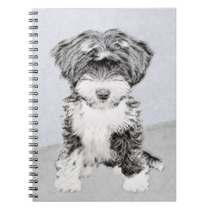 Caderno Espiral Pintura de Terrier Tibetano - Arte de cão original