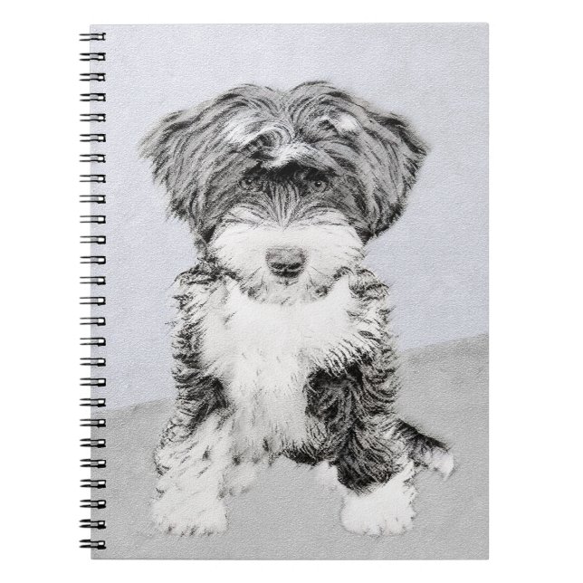 Caderno Espiral Pintura de Terrier Tibetano - Arte de cão original (Frente)