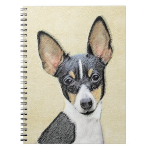 Caderno Espiral Pintura de Toy Fox Terrier - Arte de Cachorro Orig