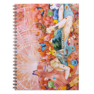 Caderno Espiral Pintura de uma mulher título: A Tarde