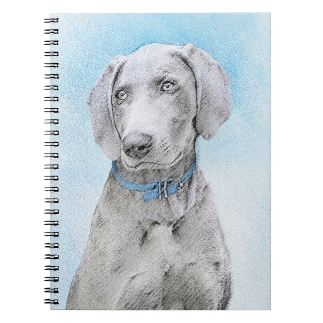 Caderno Espiral Pintura de Weimaraner - Arte de Cachorro Original (Frente)