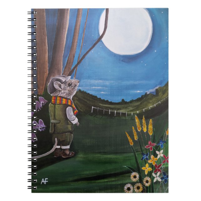 Caderno Espiral Pintura Desejando a Lua de Alfred Fox (Frente)