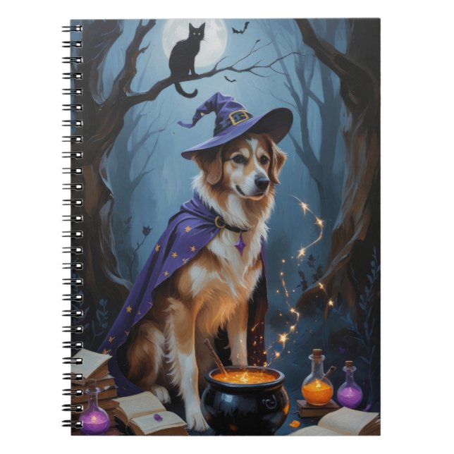 Caderno Espiral Pintura do Dia das Bruxas Anatólia Shepherd Whimsi (Frente)