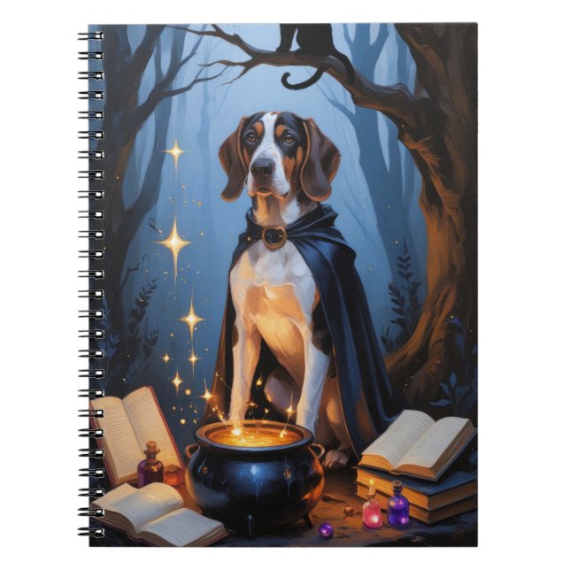 Caderno Espiral Pintura do Dia das Bruxas de Bluetick Coonhound (Frente)