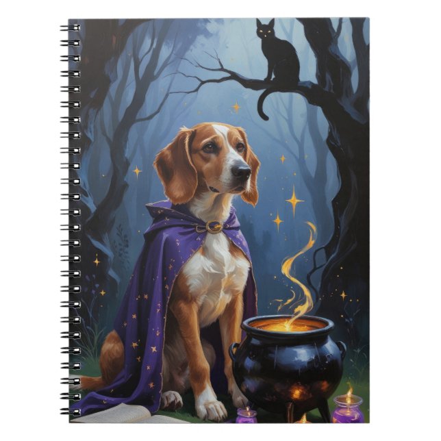 Caderno Espiral Pintura do Dia das Bruxas de Cachorro Afegão (Frente)