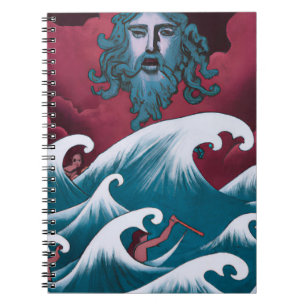 Caderno Espiral Pintura do óleo de Crimson Neptune