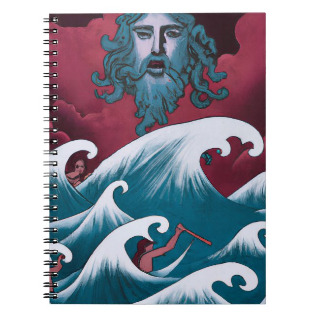 Caderno Espiral Pintura do óleo de Crimson Neptune (Frente)