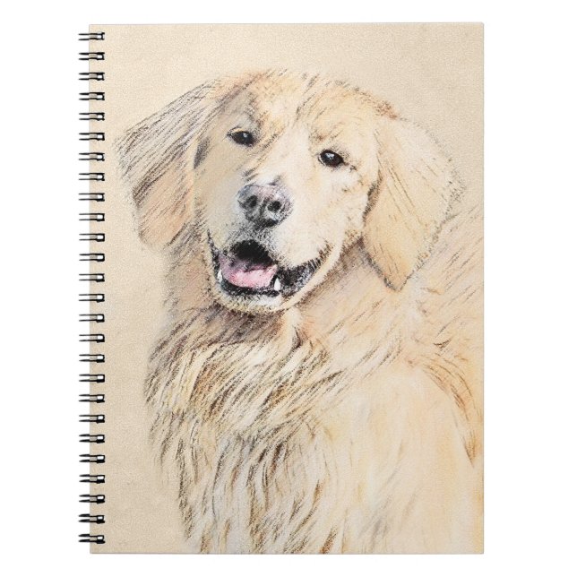 Caderno Espiral Pintura do ouro Retriever - Arte Cachorra Original (Frente)