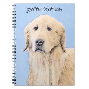 Caderno Espiral Pintura do ouro Retriever - Arte Cachorra Original