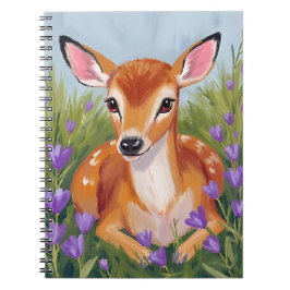 Caderno Espiral Pintura em Aquarela de Animal Filhote de Veado