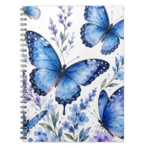 Pintura em Aquarela de Borboletas Azuis