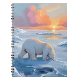 Caderno Espiral Pintura em Aquarela de Urso Polar no Inverno