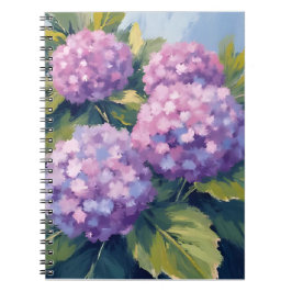 Caderno Espiral Pintura em Aquarela Floral Hortênsias Roxas