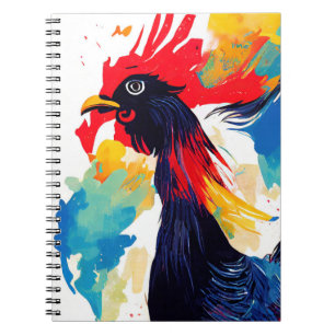 Caderno Espiral Pintura em Cor Animal da Natureza Selvagem do Galo