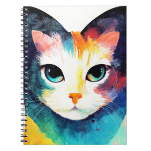 Caderno Espiral Pintura em Cor Animal de Natureza Selvagem de Gato