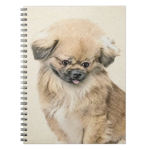 Caderno Espiral Pintura em Pekingese - Arte de Cachorro Original