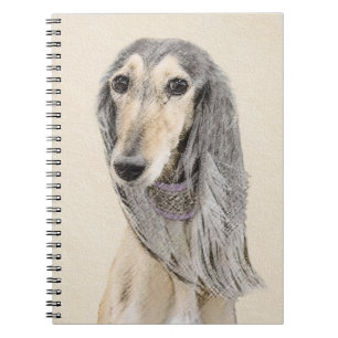 Caderno Espiral Pintura em Saluki - Arte Cão Original