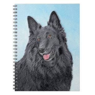 Caderno Espiral Pintura em Sheepdog Belga - Arte Cachorro Original