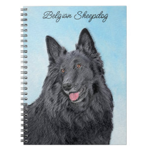 Caderno Espiral Pintura em Sheepdog Belga - Arte em Cachorro Origi