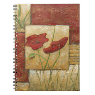 Caderno Espiral Pintura Floral com Traços Visíveis do Pincel