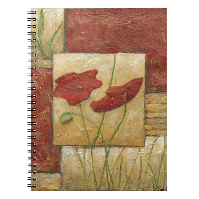 Caderno Espiral Pintura Floral com Traços Visíveis do Pincel (Frente)