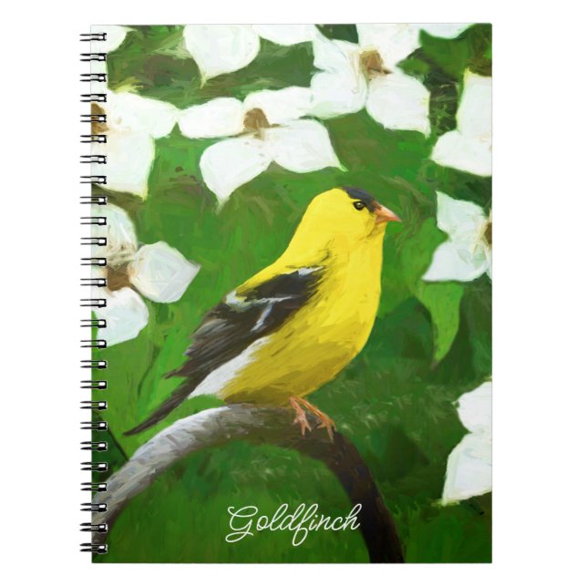 Caderno Espiral Pintura Goldfinch - Arte Cachorra Original (Frente)